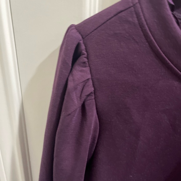 Cable & Gauge Purple Collared Crew Neck Puffy Long Sleeve Top 1X New W/O Tags - Picture 4 of 7
